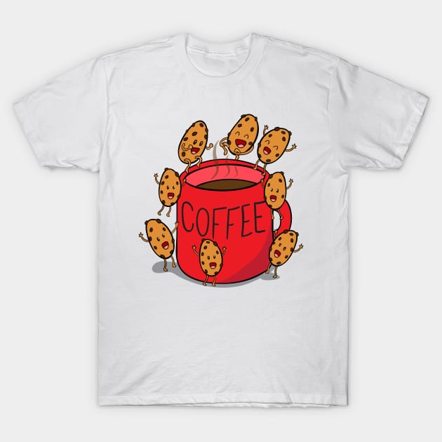 Coffee in a red mug T-Shirt by Plushism